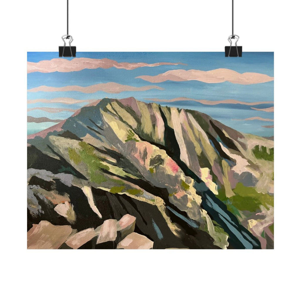 Mount Katahdin Expressionist Painting Art Print | Bold Colorful Maine Landscape