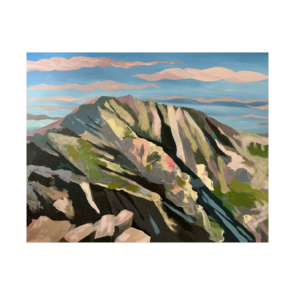 Mount Katahdin Expressionist Painting Art Print | Bold Colorful Maine Landscape