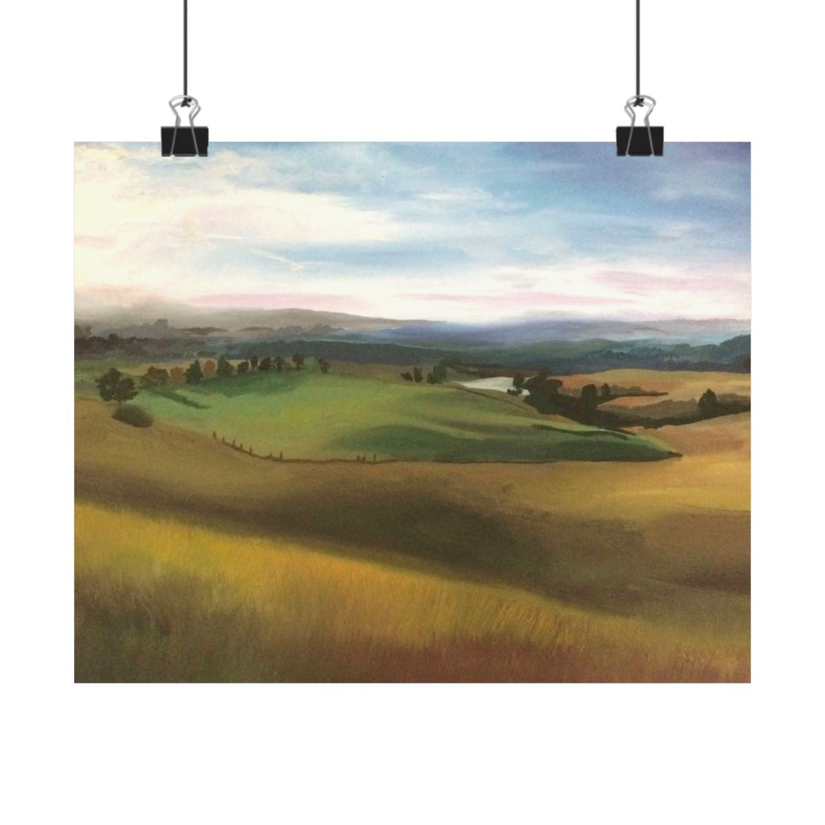 Virginia Farm Mist Painting Art Print | Scenic Matte Wall Art
