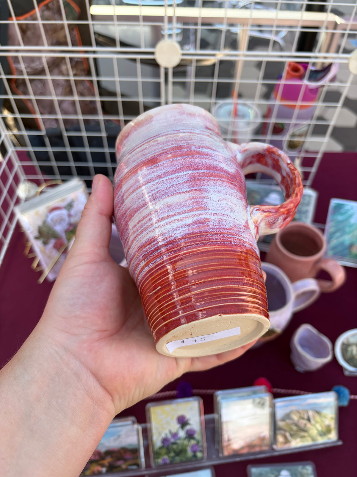 Drippy Glaze Pink and Red Ceramic Mug